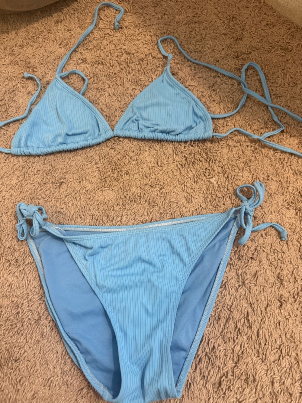 Xhilaration Sky Blue Ribbed Triangle Bikini